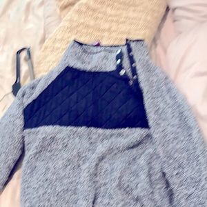 Fleece pull over with button collar